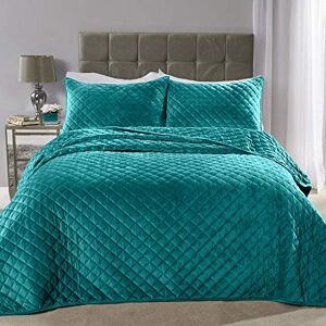 Emma Barclay Regent Quilted Soft Touch Velvet Bedspread Set in Emerald Green Double Bed Emma Barclay Regent Quilted Soft Touch Velvet Bedspread Set in Emerald Green Double Bed
