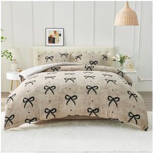 GC GAVENO CAVAILIA Fleece Bedding King Size Duvet Set Faux Fur Teddy Duvet Cover Warm, Soft Bows Bedding & Linen Breathable Fluffy Quilt Covers King & Pillow Cases (230x220), Natural/Black GC GAVENO CAVAILIA Fleece Bedding King Size Duvet Set Faux Fur Teddy Duvet Cover Warm, Soft Bows Bedding & Linen Breathable Fluffy Quilt Covers King & Pillow Cases (230x220), Natural/Black