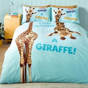 Catherine Lansfield Kids Havin A Giraffe Reversible Double Duvet Cover Set with Pillowcases Aqua Blue Catherine Lansfield Kids Havin A Giraffe Reversible Double Duvet Cover Set with Pillowcases Aqua Blue
