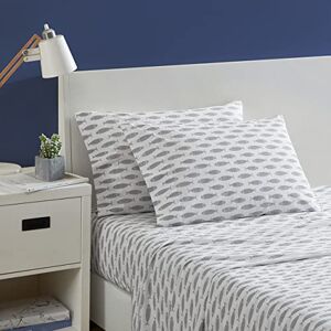 Nautica - Twin Sheet Set, Cotton Percale Bedding Set, Crisp & Cool, Lightweight & Breathable (Woodblock Fish Grey, Twin) Nautica - Twin Sheet Set, Cotton Percale Bedding Set, Crisp & Cool, Lightweight & Breathable (Woodblock Fish Grey, Twin)