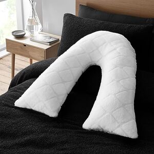 Catherine Lansfield Cosy Diamond Faux Fur V Shaped Sleep Cushion Pillow White Catherine Lansfield Cosy Diamond Faux Fur V Shaped Sleep Cushion Pillow White