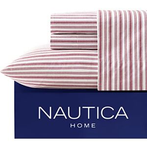 Nautica Twin Sheets, Cotton Percale Bedding Set, Casual Home Decor, Dorm Room Essentials (Coleridge Stripe Red, Twin) Nautica Twin Sheets, Cotton Percale Bedding Set, Casual Home Decor, Dorm Room Essentials (Coleridge Stripe Red, Twin)