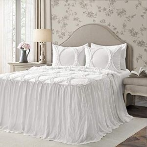 Lush Decor Lush Décor Riviera Ruffle Skirt Bedspread White Shabby Chic Farmhouse Style Lightweight 3 Piece Set King, Polyester Lush Decor Lush Décor Riviera Ruffle Skirt Bedspread White Shabby Chic Farmhouse Style Lightweight 3 Piece Set King, Polyester