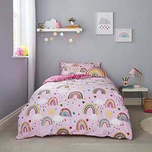 Silentnight Rainbow Healthy Growth Kids Reversible Soft Easy Care, Boys Girl Duvet Cover Bedding Set with Pillowcase Single (135 cm x 200 cm), Pink/White Silentnight Rainbow Healthy Growth Kids Reversible Soft Easy Care, Boys Girl Duvet Cover Bedding Set with Pillowcase Single (135 cm x 200 cm), Pink/White