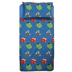 hermet Avengers Double Bed Sheet, Complete Bed, Top Sheet, Fitted Sheet, Pillowcase, Blue, Marvel, Disney, 100% Cotton, Official Product hermet Avengers Double Bed Sheet, Complete Bed, Top Sheet, Fitted Sheet, Pillowcase, Blue, Marvel, Disney, 100% Cotton, Official Product