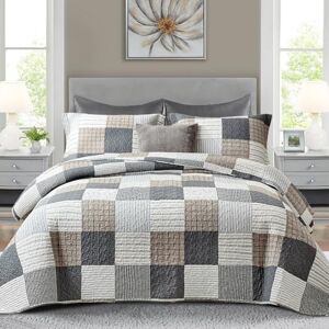 Finlonte King Size Cotton Plaid Comforter Set - All-Season Bedding Finlonte King Size Cotton Plaid Comforter Set - All-Season Bedding