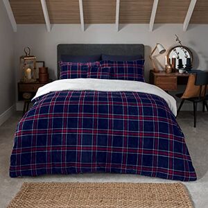 Sleepdown Check Printed Flannel Fleece With Sherpa Reverse Thermal Warm Cosy Super Soft Duvet Cover Quilt Bedding Set with Pillow Cases-King (220cm x 230cm) -Navy, Polyester Sleepdown Check Printed Flannel Fleece With Sherpa Reverse Thermal Warm Cosy Super Soft Duvet Cover Quilt Bedding Set with Pillow Cases-King (220cm x 230cm) -Navy, Polyester