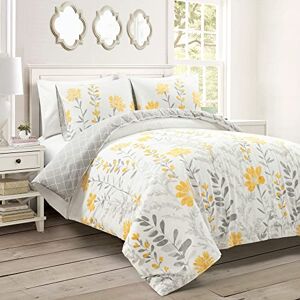 Lush Decor Aprile Reversible Soft Cotton Duvet Cover, 3 Piece Set, Full/Queen, Yellow & Gray Spring Bedding Set Yellow Flower & Leaf Print Floral Duvet Cover Cottage & Farmhouse Bedroom Decor Lush Decor Aprile Reversible Soft Cotton Duvet Cover, 3 Piece Set, Full/Queen, Yellow & Gray Spring Bedding Set Yellow Flower & Leaf Print Floral Duvet Cover Cottage & Farmhouse Bedroom Decor