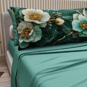 PETTI Artigiani Italiani Cotton Sheets with Pillowcases in Digital Print, Double Bed Linen, Full Bed Set, Floral 19 Teal, 100% Made in Italy PETTI Artigiani Italiani Cotton Sheets with Pillowcases in Digital Print, Double Bed Linen, Full Bed Set, Floral 19 Teal, 100% Made in Italy