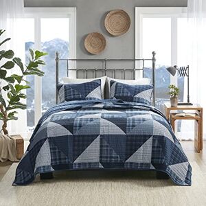 Woolrich John Rich & Bros. Woolrich Reversible Quilt Set Cottage Styling Reversed to Solid Color, All Season Lightweight Coverlet, Cozy Bedding Layer, Matching Shams, Oversized King/Cal King, Olsen Geometric Blue Woolrich John Rich & Bros. Woolrich Reversible Quilt Set Cottage Styling Reversed to Solid Color, All Season Lightweight Coverlet, Cozy Bedding Layer, Matching Shams, Oversized King/Cal King, Olsen Geometric Blue