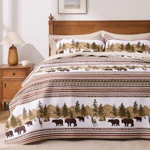 PPOLCA Christmas Cabin Quilt Sets Queen, 3-Piece Bear Rustic Quilt Coverlet Bed Set, All Season Lightweight Reversible Bedspread Coverlet with 2 Pillow Shams PPOLCA Christmas Cabin Quilt Sets Queen, 3-Piece Bear Rustic Quilt Coverlet Bed Set, All Season Lightweight Reversible Bedspread Coverlet with 2 Pillow Shams