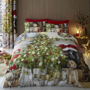 Fusion Christmas Dogs & Tree Duvet Cover Set – Double Bedding Size (200 x 200cm) – 2 Pillowcases – Easy Care – Festive Puppies & Presents Print – Traditional Vintage Christmas Bedroom Decor Fusion Christmas Dogs & Tree Duvet Cover Set – Double Bedding Size (200 x 200cm) – 2 Pillowcases – Easy Care – Festive Puppies & Presents Print – Traditional Vintage Christmas Bedroom Decor