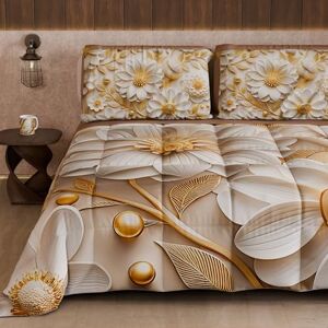 PETTI Artigiani Italiani Winter Quilt, Winter Duvet, Double Sided Quilt, Solid Colour and Digital Floral Print 05 13, 100% Microfibre, Made in Italy PETTI Artigiani Italiani Winter Quilt, Winter Duvet, Double Sided Quilt, Solid Colour and Digital Floral Print 05 13, 100% Microfibre, Made in Italy