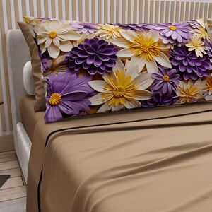 PETTI Artigiani Italiani Cotton Sheets with Pillowcases in Digital Print, Double Bed Sheet, Floral 4 Mud, 100% Made in Italy PETTI Artigiani Italiani Cotton Sheets with Pillowcases in Digital Print, Double Bed Sheet, Floral 4 Mud, 100% Made in Italy