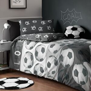 Catherine Lansfield Football Reversible Double Duvet Cover Set with Pillowcases Grey Catherine Lansfield Football Reversible Double Duvet Cover Set with Pillowcases Grey