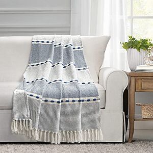 Lush Decor Herringbone Stripe Yarn Dyed Cotton Woven Tassel Blanket, 60" x 50", Navy Lush Decor Herringbone Stripe Yarn Dyed Cotton Woven Tassel Blanket, 60" x 50", Navy