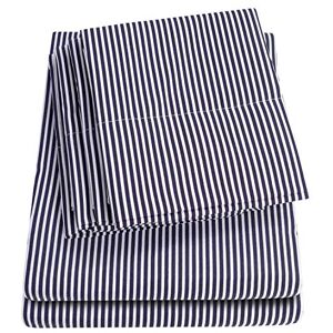 Sweet Home Collection Twin Size Bed Sheets 6 Piece 1500 Supreme Collection Fine Brushed Microfiber Deep Pocket Twin Sheet Set Bedding 1 EXTRA PILLOW CASES, GREAT VALUE, Classic Stripe Navy Sweet Home Collection Twin Size Bed Sheets 6 Piece 1500 Supreme Collection Fine Brushed Microfiber Deep Pocket Twin Sheet Set Bedding 1 EXTRA PILLOW CASES, GREAT VALUE, Classic Stripe Navy