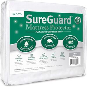 SureGuard Mattress Protectors SureGuard Twin Size Mattress Protector 100% Waterproof, Hypoallergenic Premium Fitted Cotton Cover Smooth SureGuard Mattress Protectors SureGuard Twin Size Mattress Protector 100% Waterproof, Hypoallergenic Premium Fitted Cotton Cover Smooth