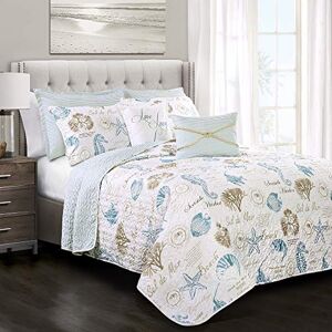 Lush Decor 7 Piece Harbor Life Quilt Set, Polyester, Blue & Taupe, Full/Queen Lush Decor 7 Piece Harbor Life Quilt Set, Polyester, Blue & Taupe, Full/Queen