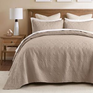 Madison Park Quebec Reversible Quilt Set Damask Design - Bedspread - Khaki - King Madison Park Quebec Reversible Quilt Set Damask Design - Bedspread - Khaki - King