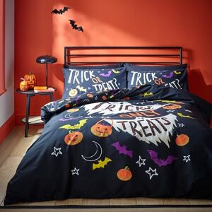 Catherine Lansfield Halloween Trick or Treat Reversible Double Duvet Cover Set with Pillowcases Black Catherine Lansfield Halloween Trick or Treat Reversible Double Duvet Cover Set with Pillowcases Black