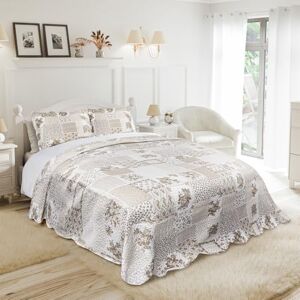 Emma Barclay Cotswold Quilted Patchwork Bedspread Set in Natural Single Emma Barclay Cotswold Quilted Patchwork Bedspread Set in Natural Single