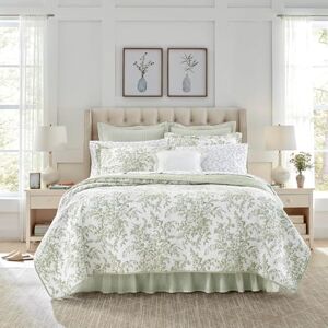 Laura Ashley Reversible Cotton Bedding with Matching Sham, Lightweight Home Decor for All Seasons, Green/White, Twin Laura Ashley Reversible Cotton Bedding with Matching Sham, Lightweight Home Decor for All Seasons, Green/White, Twin