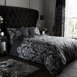 GC GAVENO CAVAILIA Empire Damask Double Duvet Set Black Reversible Easy Care Cotton Blend 3 Piece Bedding 1 Quilt Cover + 2 Pillow Cases Button Closure Machine Washable GC GAVENO CAVAILIA Empire Damask Double Duvet Set Black Reversible Easy Care Cotton Blend 3 Piece Bedding 1 Quilt Cover + 2 Pillow Cases Button Closure Machine Washable