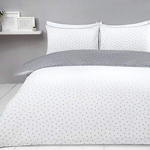 Sleepdown Mini Polka Dots Grey White Reversible Easy Care Duvet Cover Quilt Bedding Set with Pillowcases Super King (220cm x 260cm) Sleepdown Mini Polka Dots Grey White Reversible Easy Care Duvet Cover Quilt Bedding Set with Pillowcases Super King (220cm x 260cm)