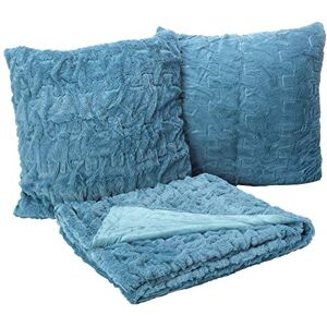 Comfort Spaces Ruched Faux Fur Plush Throw Blanket and Pillow Set with 2 Matching Square Pillow Covers Sofa Throw Blanket for Living Room, Chair, Couch, Home Office Luxurious Fuzzy Soft Teal 50"x 60 Comfort Spaces Ruched Faux Fur Plush Throw Blanket and Pillow Set with 2 Matching Square Pillow Covers Sofa Throw Blanket for Living Room, Chair, Couch, Home Office Luxurious Fuzzy Soft Teal 50"x 60