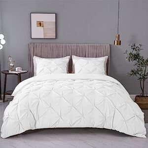 ASHLEYRIVER 3 Piece Luxurious Pinch Pleat Decorative Pintuck Duvet Cover Set with Zipper & Corner Ties 100% Brushed Microfiber(Queen White) ASHLEYRIVER 3 Piece Luxurious Pinch Pleat Decorative Pintuck Duvet Cover Set with Zipper & Corner Ties 100% Brushed Microfiber(Queen White)