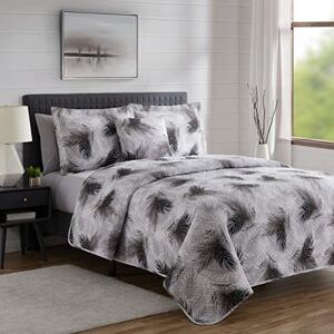 Hearth & Harbor Quilts Queen Size All Season Bedspread Coverlet Set, Pinsonic Weave Lightweight Bedding Set 7 Piece Queen Quilt Set with Pillow Shams, Printed Palm Leaf Hearth & Harbor Quilts Queen Size All Season Bedspread Coverlet Set, Pinsonic Weave Lightweight Bedding Set 7 Piece Queen Quilt Set with Pillow Shams, Printed Palm Leaf