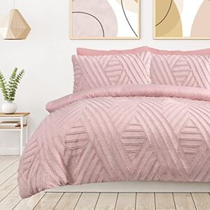Sleepdown Geometric Textured Tufted Diamond Blush Pink Duvet Cover Quilt Pillow Cases Bedding Set Soft Easy Care King (230cm x 220cm), (5056242892694) Sleepdown Geometric Textured Tufted Diamond Blush Pink Duvet Cover Quilt Pillow Cases Bedding Set Soft Easy Care King (230cm x 220cm), (5056242892694)