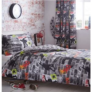 Kampala Hill Homespace Direct Street Skater Kids Duvet Cover Set Childrens Reversible Easy Care Bedding Skater Tricks Urban Graffti Bed Linen with Pillowcases Double Kampala Hill Homespace Direct Street Skater Kids Duvet Cover Set Childrens Reversible Easy Care Bedding Skater Tricks Urban Graffti Bed Linen with Pillowcases Double