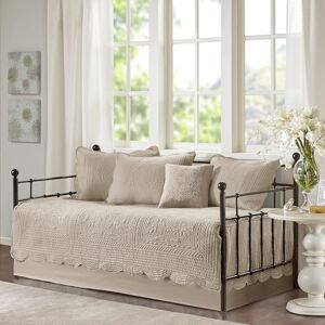 Madison Park Daybed Cover Set Damask Quilted Cover for Daybeds, All Season, Pre-Washed Cotton-Filled Coastal Bedding with Scallop Edge, Shams, Bedskirt, Décor Pillows, Tuscany, Daybed Khaki 6 Piece Madison Park Daybed Cover Set Damask Quilted Cover for Daybeds, All Season, Pre-Washed Cotton-Filled Coastal Bedding with Scallop Edge, Shams, Bedskirt, Décor Pillows, Tuscany, Daybed Khaki 6 Piece