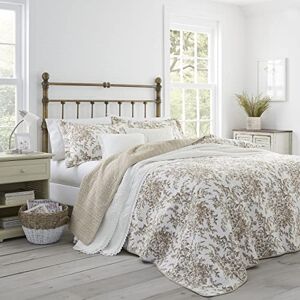 Laura Ashley Home King Quilt Set, Reversible Cotton Bedding with Matching Shams, Lightweight Home Decor for All Seasons (Bedford Mocha, King) Laura Ashley Home King Quilt Set, Reversible Cotton Bedding with Matching Shams, Lightweight Home Decor for All Seasons (Bedford Mocha, King)