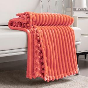 DISSA Fleece Blanket Throw Size – 51x63, Coral – Soft, Plush, Fluffy, Fuzzy, Warm, Cozy – Perfect Throw for Couch, Bed, Sofa with Pompom Fringe Flannel Blanket Throw Blanket DISSA Fleece Blanket Throw Size – 51x63, Coral – Soft, Plush, Fluffy, Fuzzy, Warm, Cozy – Perfect Throw for Couch, Bed, Sofa with Pompom Fringe Flannel Blanket Throw Blanket