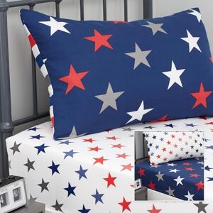 Catherine Lansfield So Soft Stripes and Stars Single Fitted Sheets Two Pack White Blue Catherine Lansfield So Soft Stripes and Stars Single Fitted Sheets Two Pack White Blue