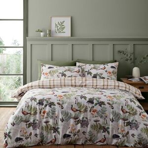 Catherine Lansfield Soft Velvet Woodland Walk Reversible King Duvet Cover Set with Pillowcases Natural Catherine Lansfield Soft Velvet Woodland Walk Reversible King Duvet Cover Set with Pillowcases Natural