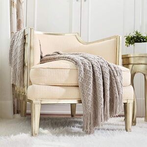 CREVENT Beige/Khaki Farmhouse Knit Throw Blanket - Throw Blanket CREVENT Beige/Khaki Farmhouse Knit Throw Blanket - Throw Blanket