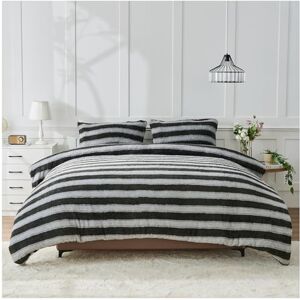 GC GAVENO CAVAILIA Teddy Fleece Duvet Set Fluffy Stripe Duvet Cover with Pillowcase Thermal Bedding Single Quilt Cover -Warm, Breathable & Hypoallergenic Bed Cover Set (135x200cm) Charcoal/Grey GC GAVENO CAVAILIA Teddy Fleece Duvet Set Fluffy Stripe Duvet Cover with Pillowcase Thermal Bedding Single Quilt Cover -Warm, Breathable & Hypoallergenic Bed Cover Set (135x200cm) Charcoal/Grey