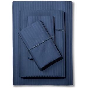 FEATHER & STITCH NEW YORK Feather & Stitch 500 TC King Size Damask Bed Sheet Set, 100% Soft Cotton Breathable Bedsheets, 18" Deep Pockets Sateen Weave Striped Bedding Mattress Resort Hotel Luxury Décor (Dark Blue, King) FEATHER & STITCH NEW YORK Feather & Stitch 500 TC King Size Damask Bed Sheet Set, 100% Soft Cotton Breathable Bedsheets, 18" Deep Pockets Sateen Weave Striped Bedding Mattress Resort Hotel Luxury Décor (Dark Blue, King)