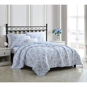 Laura Ashley Home King Quilt Set, Reversible Floral Cotton Bedding with Matching Shams, Home Decor for All Seasons (Walled Garden Blue, King) Laura Ashley Home King Quilt Set, Reversible Floral Cotton Bedding with Matching Shams, Home Decor for All Seasons (Walled Garden Blue, King)