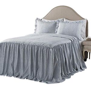 Lush Decor Ticking Stripe Bedspread Navy Vintage Chic Farmhouse Style Lightweight 3 Piece Set Full, Polyester Lush Decor Ticking Stripe Bedspread Navy Vintage Chic Farmhouse Style Lightweight 3 Piece Set Full, Polyester