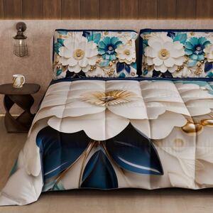 PETTI Artigiani Italiani Winter Quilt, Winter Duvet, Double Sided Quilt, Solid Colour and Digital Floral Print 05 19, 100% Microfibre, Made in Italy PETTI Artigiani Italiani Winter Quilt, Winter Duvet, Double Sided Quilt, Solid Colour and Digital Floral Print 05 19, 100% Microfibre, Made in Italy