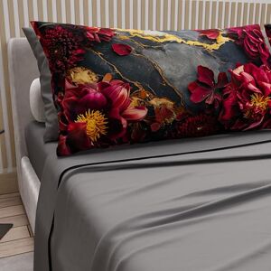 PETTI Artigiani Italiani Cotton Sheets with Pillowcases in Digital Print, Single Bed Sheet, Single Bed Set, Floral 16 Dark Grey, 100% Made in Italy PETTI Artigiani Italiani Cotton Sheets with Pillowcases in Digital Print, Single Bed Sheet, Single Bed Set, Floral 16 Dark Grey, 100% Made in Italy