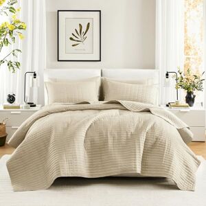 Comfort Spaces All Season, Lightweight, Coverlet Bedspread Bedding, Matching Shams, Microfiber, Ivory, Full/Queen(90"x90") Comfort Spaces All Season, Lightweight, Coverlet Bedspread Bedding, Matching Shams, Microfiber, Ivory, Full/Queen(90"x90")