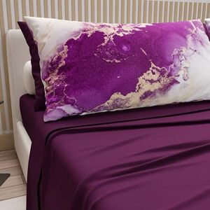 PETTI Artigiani Italiani Cotton Sheets with Pillowcases in Digital Print, for Double Bed, Complete Top and Bottom Sheet with Corners, Plum, 100% Made in Italy PETTI Artigiani Italiani Cotton Sheets with Pillowcases in Digital Print, for Double Bed, Complete Top and Bottom Sheet with Corners, Plum, 100% Made in Italy