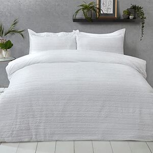Sleepdown Tufted Stripe White 100% Cotton Luxury Easy Care Soft Cosy Duvet Cover Quilt Bedding Set with Pillowcases Double (200cm x 200cm) Sleepdown Tufted Stripe White 100% Cotton Luxury Easy Care Soft Cosy Duvet Cover Quilt Bedding Set with Pillowcases Double (200cm x 200cm)