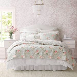 Laura Ashley Reversible Cotton Bedding with Matching Sham(s), Lightweight Home Decor for All Seasons, Melany Pink, Queen Laura Ashley Reversible Cotton Bedding with Matching Sham(s), Lightweight Home Decor for All Seasons, Melany Pink, Queen
